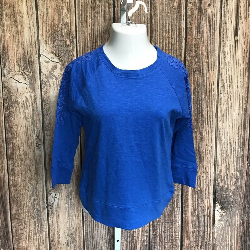 Caribbean Joe Petite Women's Blouse ~ Sz PM ~ Blue